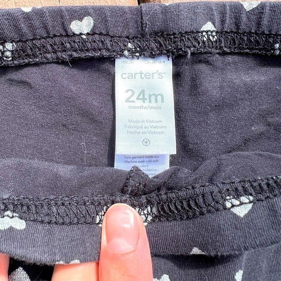 Carters Black leggings with silver hearts - Picture 2 of 3